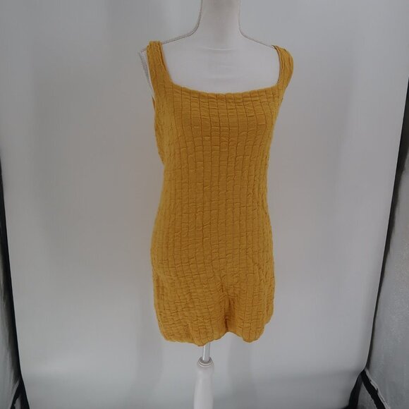 Free People Beach Mustard Yellow Dress with Button Back Detail Size Medium - Picture 2 of 6